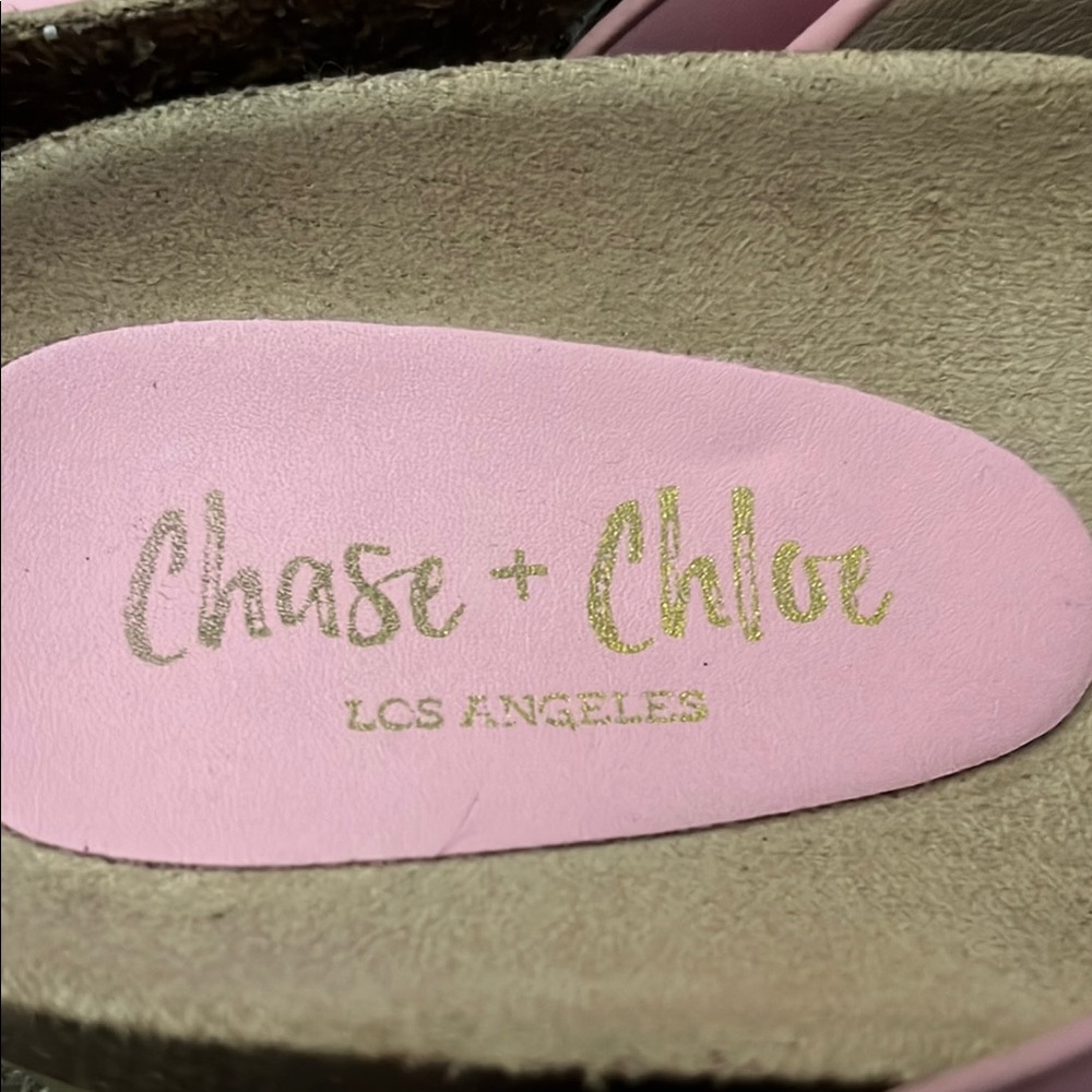 Chase + Chloe Pink Slip-On Mules with Silver Buckle - Picture 5 of 10